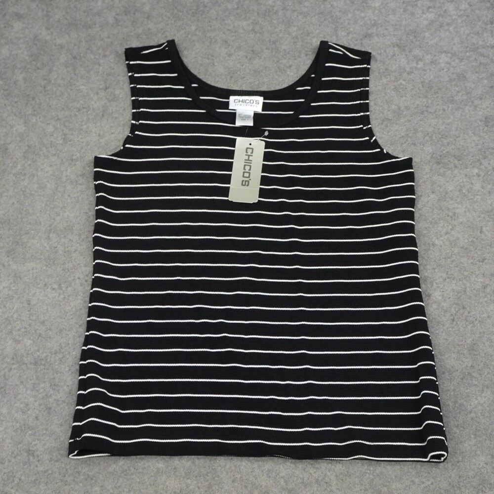 Chicos Travelers Tank Top Womens 1 Regular Medium M Black Pullover Career